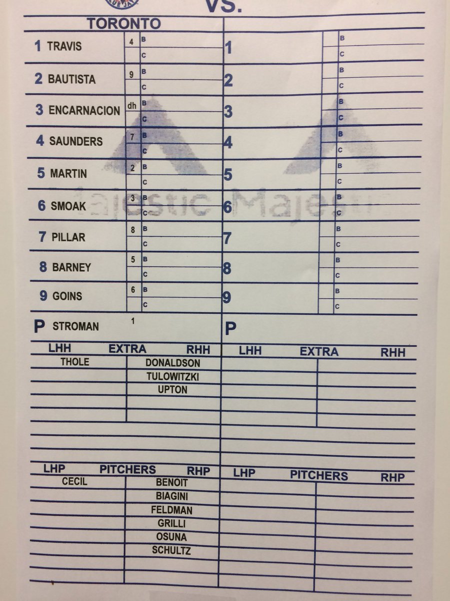 BlueJays's tweet image. Tonight’s lineup vs Astros (8:10pm start) pres by @MajesticOnField.
📺: @Sportsnet, @TVASports, @MLBTV
📻: @FAN590