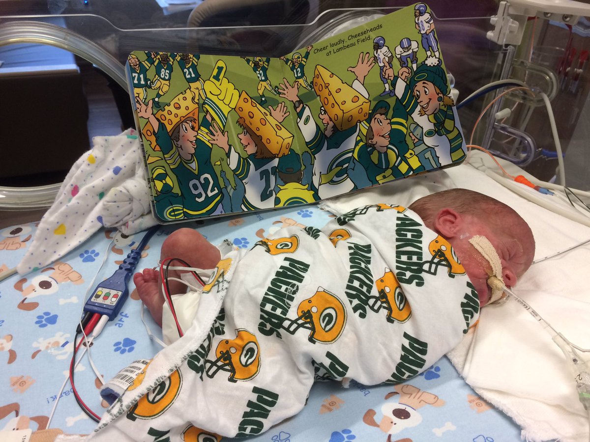 Youngest <a href="/packers/">Green Bay Packers</a> fan in GB history.  #24weeks   Quick visit this weekend at <a href="/AkronChildrens/">Akron Children's</a>??!@AaronRodgers12