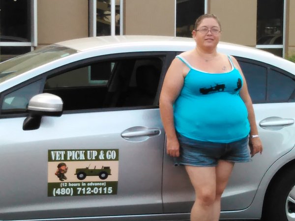 VetJusPro's tweet photo. Thanks to #VetRide this morning, was at the #PhxVA for my appt. in no time at all. DJ & Jessica (480)712-0115 https://t.co/4J4sqBNUs0