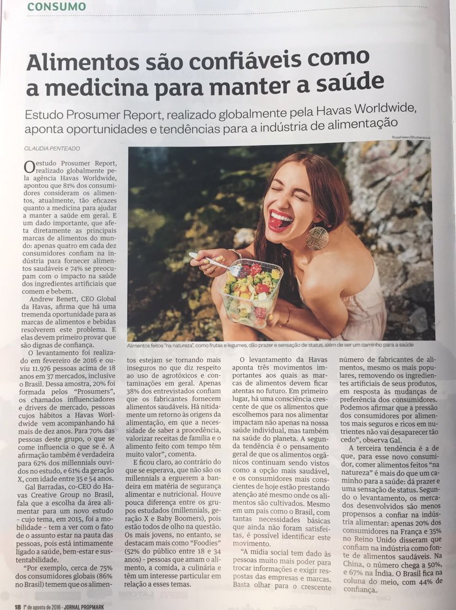 galbarradas's tweet photo. No Prop&amp;Mark , matéria sobre o Prosumer Report do Grupo Havas. Este ano, foi sobre Alimentação. Vejam alguns dados. https://t.co/jR3CeBitU7