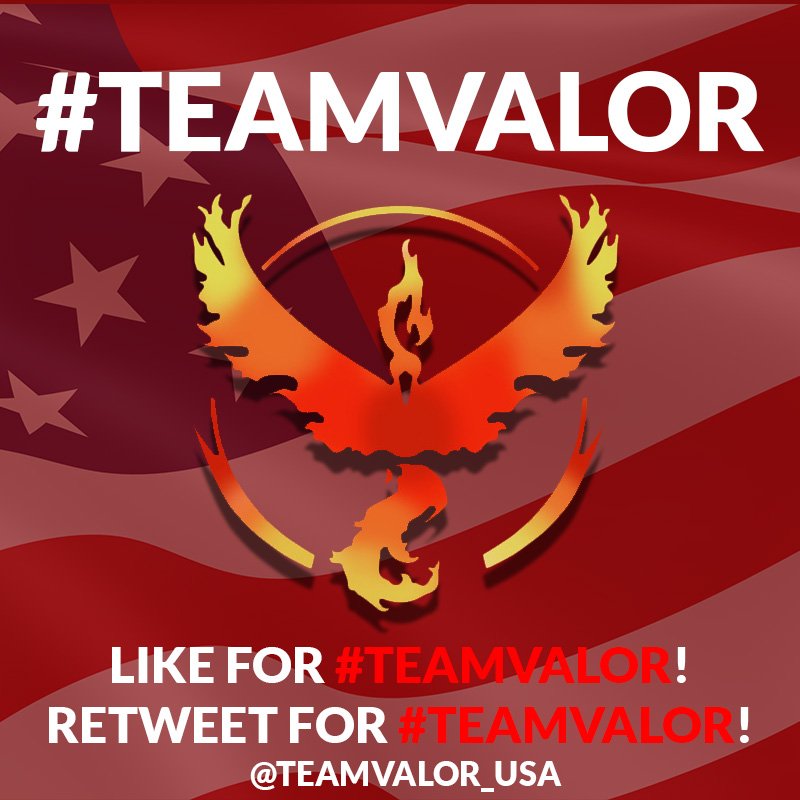 TeamValor_USA's tweet image. LIKE FOR #TeamValor!! RETWEET FOR #TeamValor! #PokemonGo