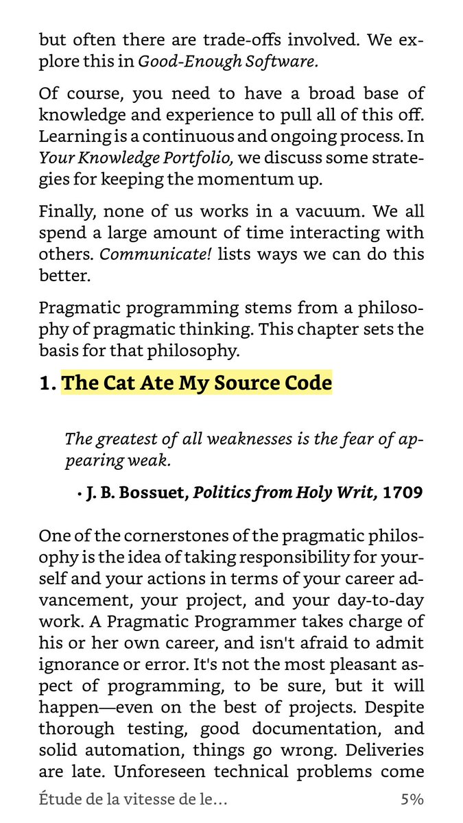 DallTom's tweet image. Ce nom de chapitre est ma future excuse pour les PFE ou le stage. #ThePragmaticProgrammer #TheCatAteTheSourceCode