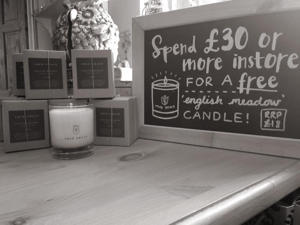 Free True Grace candle when you spend £30 in store.