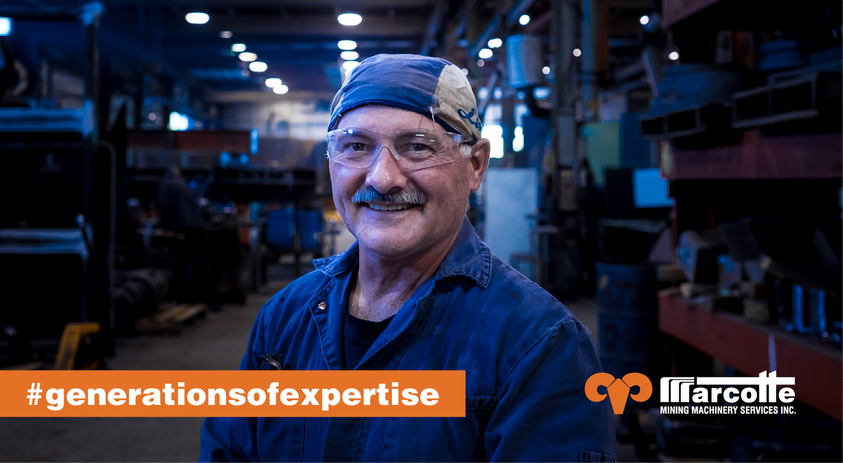 MarcotteMining's tweet photo. A Welder at Marcotte Mining since 1984, Flo Giguere, holds the record for longest service #GenerationsofExpertise https://t.co/DPgq7b2QU6