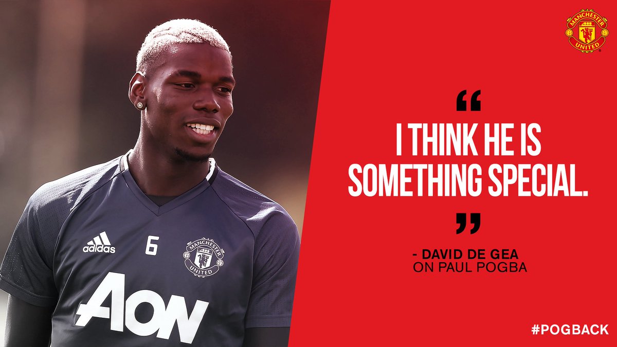 ManUtd's tweet image. .@D_DeGea says @PaulPogba is already settling in nicely at #MUFC: bit.ly/2aWG8rr