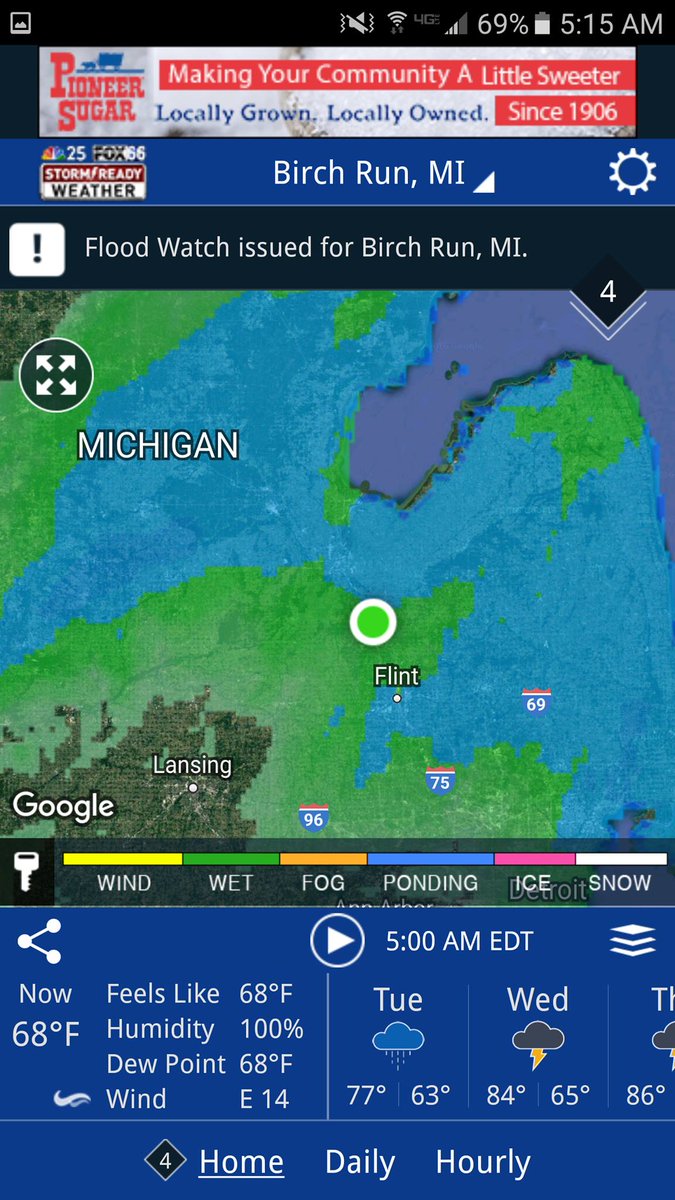 AhmadBajjeyWx's tweet photo. #StormReady #Weather #App shows ponding and #flooding on roadways. Search #WEYI in mobile stores to track. @NBC_25 https://t.co/o4Tqxu1KBS