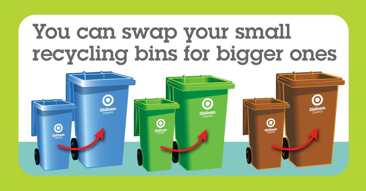 Are you running out of recycling space? Swap your recycling bins free of charge. Call us on 0161 770 6644 to order.