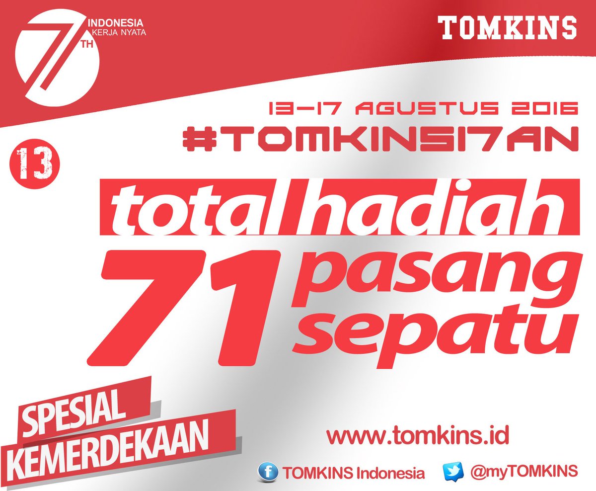 #TOMKINS17AN
Segera cek Instagram TOMKINS ya...
instagram.com/mytomkins/

Semoga beruntung...