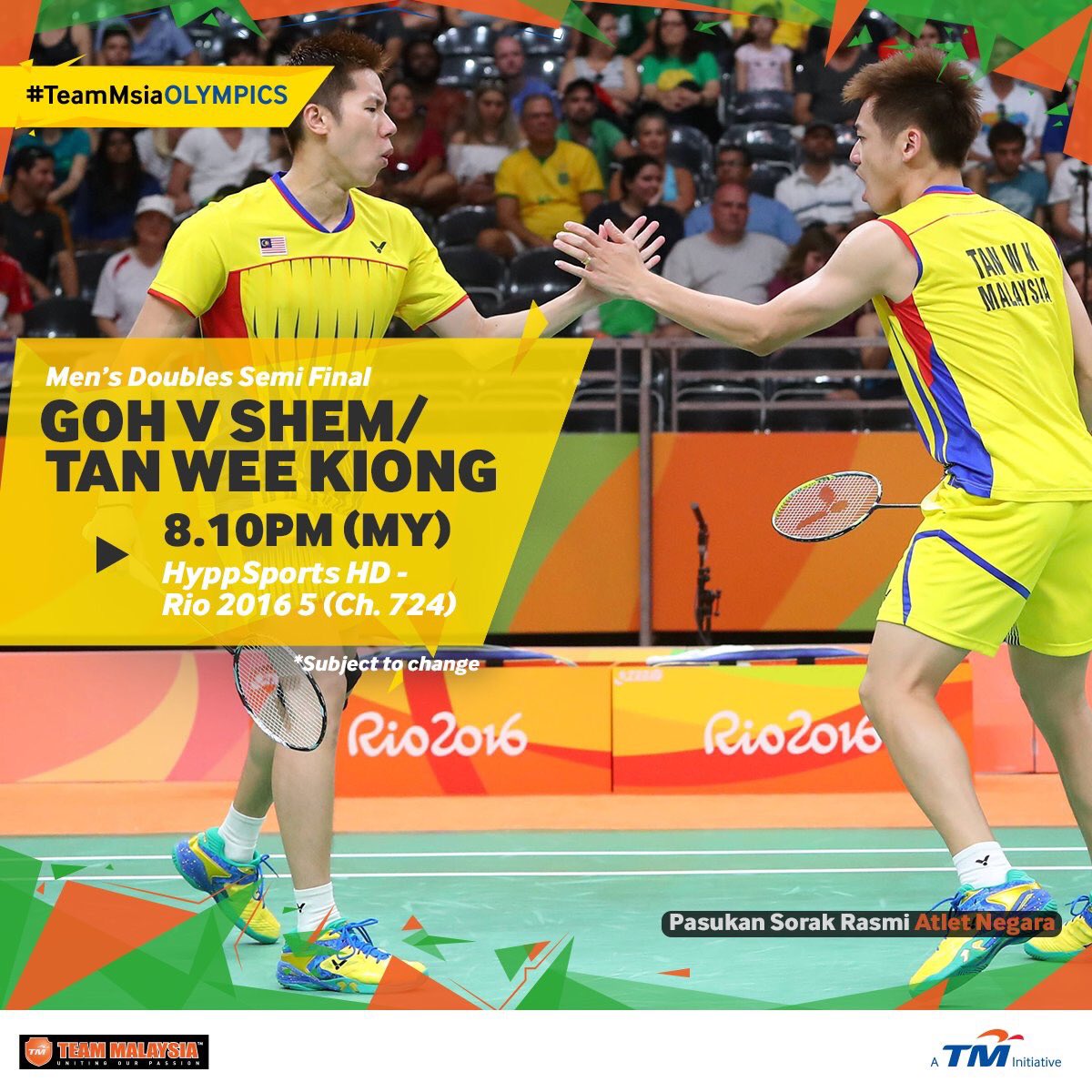 PemudaUMNOMy's tweet photo. Atlet Malaysia beraksi malam ini! Ayuh Malaysiaku! @TeamMsia @Khairykj #MAS #Rio2016 https://t.co/LBDdwQi6mk