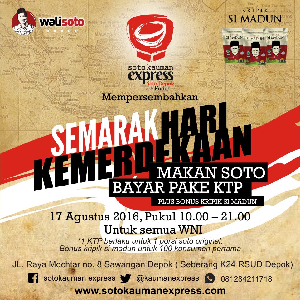 Yesss.. <a href="/ubayskk/">Ubaidilah</a>: Jangan lupa besok Hari Kemerdekaan RI,Makan Soto Bayar Pake KTP untuk semua WNI