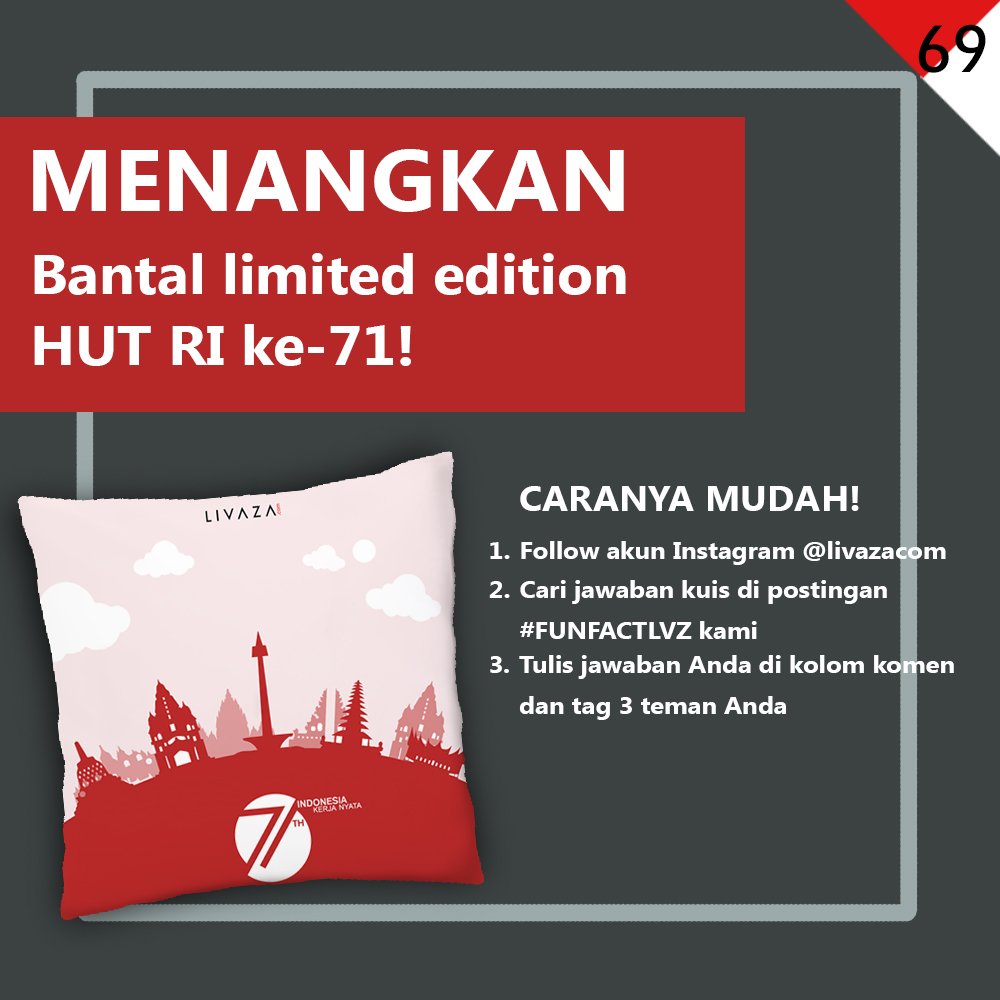 Ikuti #kuis kami yg akan diadakan besok jam 12 siang ya, berhadiah bantal kemerdekaan Indonesia LIMITED EDITION