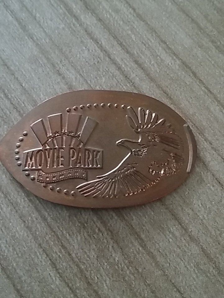 Im Movie Park selbstgepräste 5 Cent Münze