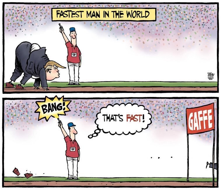 "Fastest Man" is Tuesday's editorial cartoon by Theo Moudakis. #donaldtrump ift.tt/2bwX4JC