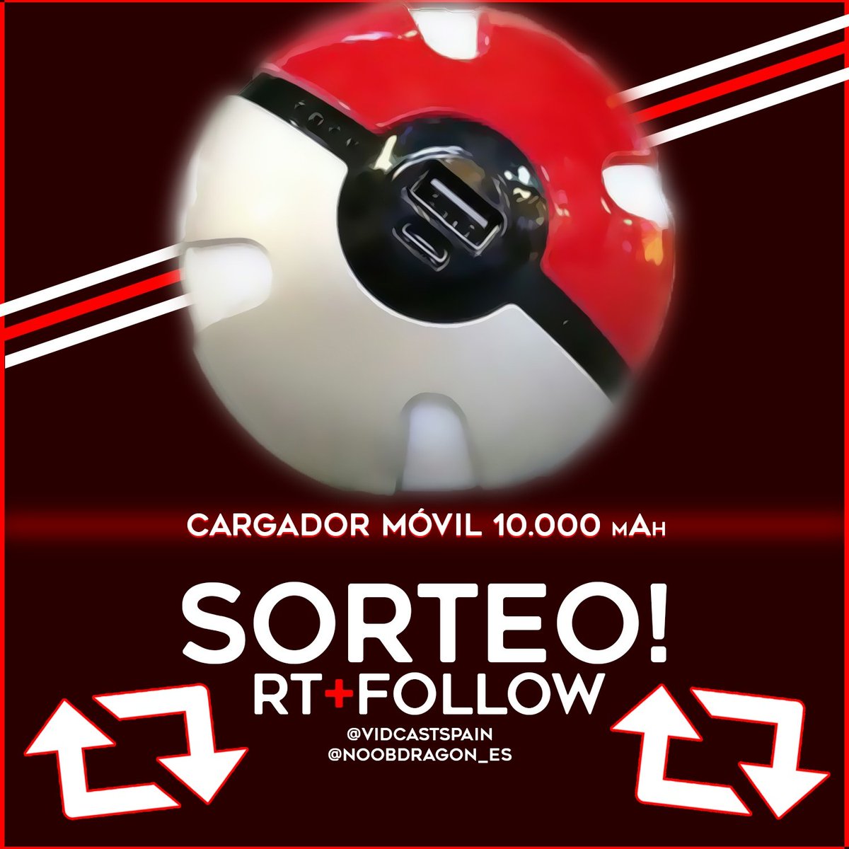 VidCastSpain's tweet photo. 🔥¡SORTEO!🔥

Cargador de 10mil mAh en forma de Pokeball🔋📱
Requisitos:
▶Follow a @VidCastSpain &amp; @NoobDragon_es
▶RT 🔄 https://t.co/3TsFZLiOL1