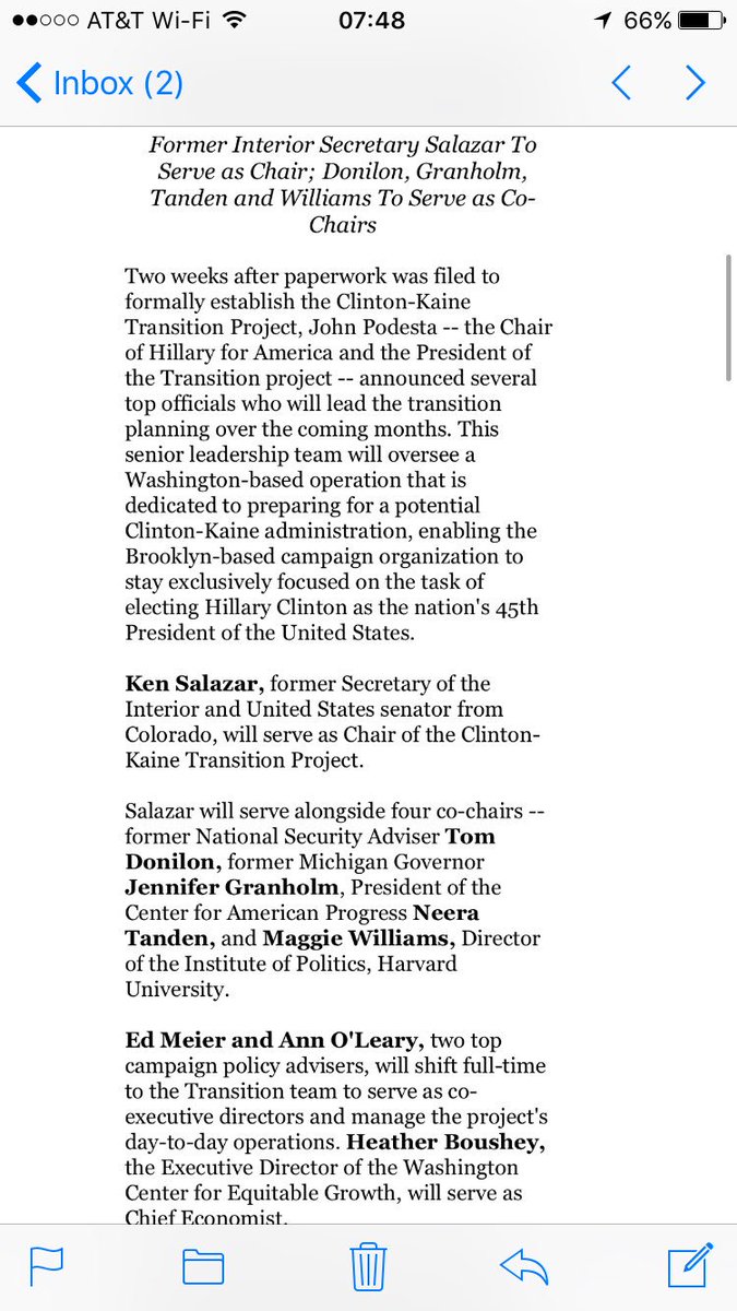 ZekeJMiller's tweet photo. Clinton announces transition team https://t.co/KzdmN5cdPA