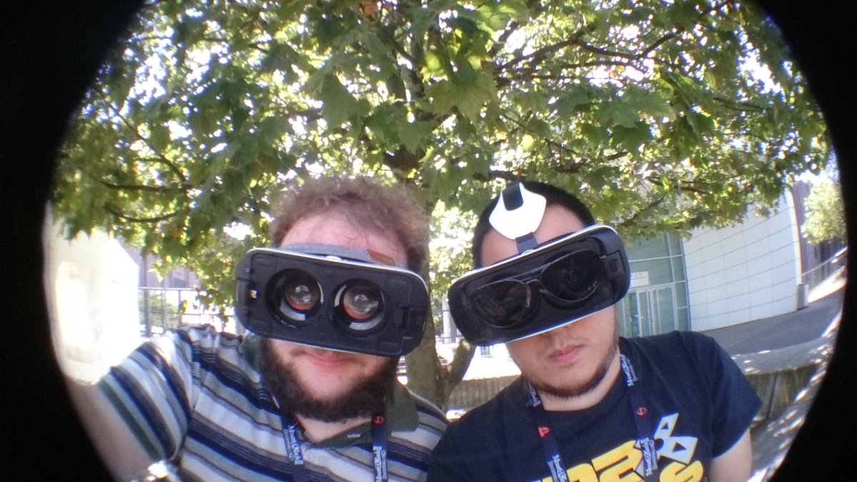 neddop's tweet photo. Lookin' good @GDC_Europe with @skyworxx #VRFace. @DarkfieldVR https://t.co/u7lSmcaZYl