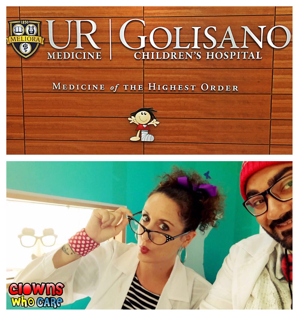 Dubomedy's tweet photo. Wonderful day spent cheering patients ❤️ @ClownsWhoCare #HospitalHumor #Comedy4Cause https://t.co/BxK5RDc8Jf