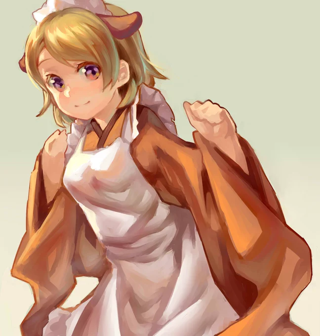 着物エプロンのかよちんが可愛かったので描きました。
厚塗りとか久しぶりだった。 