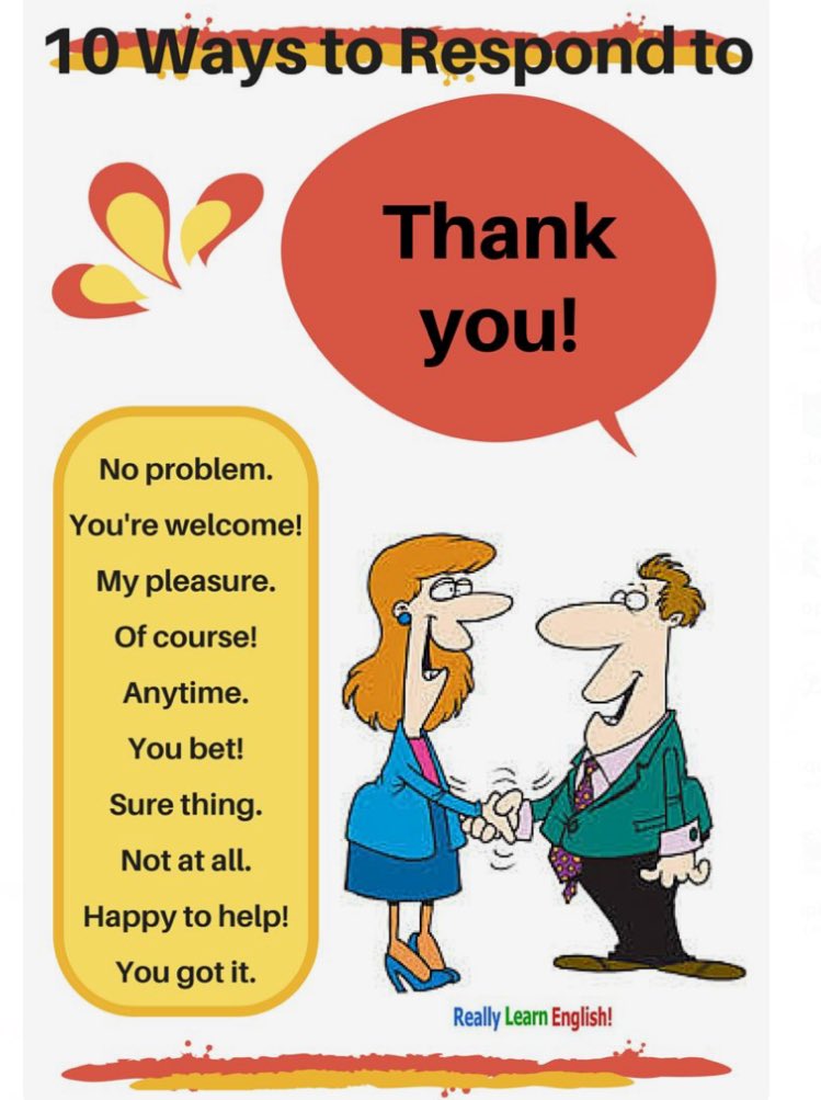١٠طرق للرد على كلمة thank you "شكرا " #learnenglish #speaking #conversation #تعلم_الانجليزية #انجليزي #ترجمة #بحوث