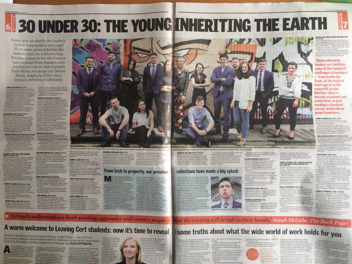 TheHarryMcC's tweet photo. Proud to be named first on the @Independent_ie 30 Under 30 list for 2016! Alongside some truly amazing people! 😆👍 https://t.co/SBgdJljzcZ