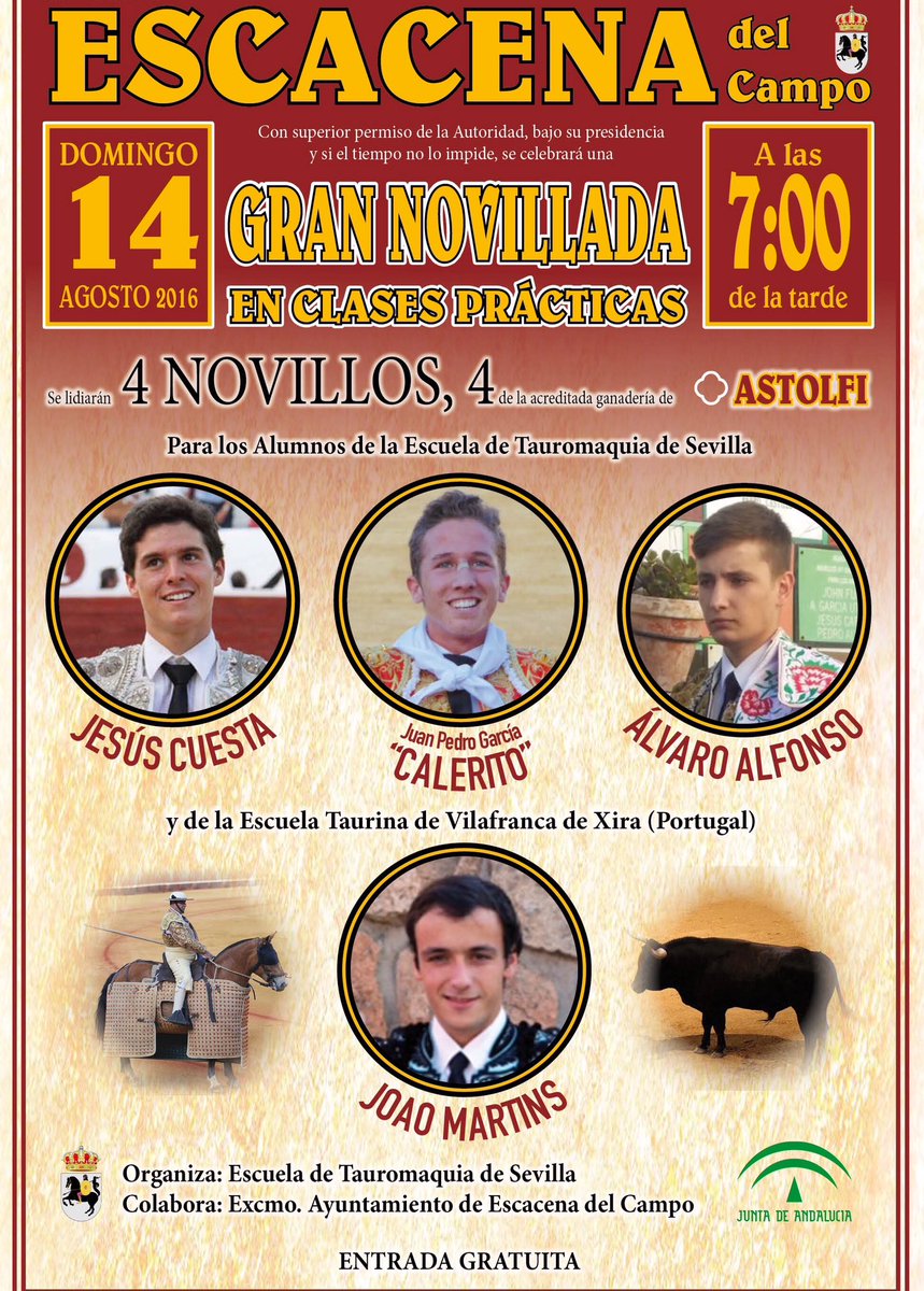 luisdepauloba's tweet photo. Hoy torean nuestros alumnos @JesusCUESTA2 @caleritotorero Alvaro Alfonso @CSierraj @astigio @tpt_tv @NovilladasSin https://t.co/MuWFqeP0Pq