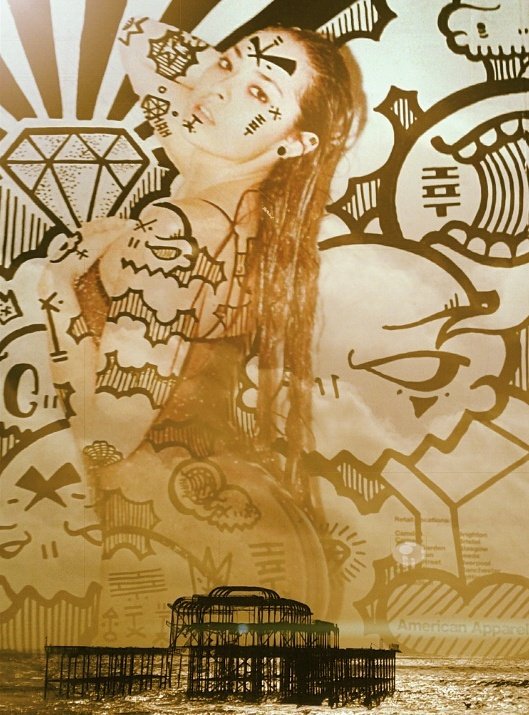 Quick phone collage... #westpier goddess lol. #iownthisart #brightonstreetart #brightonart #artbrighton #art