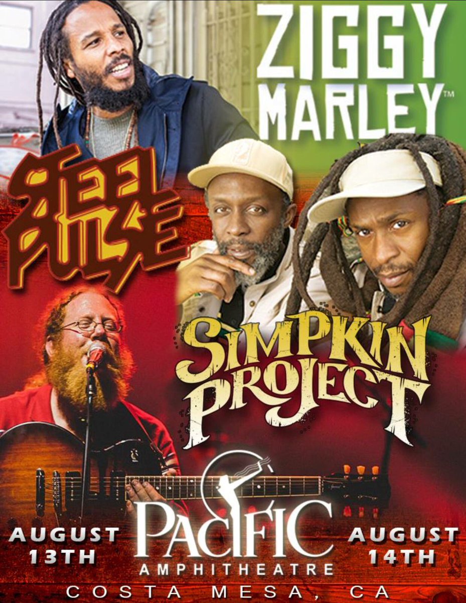 SurfRootsRadio's tweet photo. Tonight! @ZiggyMarley @SteelPulse @simpkinproject @ the OC Fair 5pm @pacamp tix: https://t.co/3A0lS42STO 🎡🎢 https://t.co/xcxt76XXD7