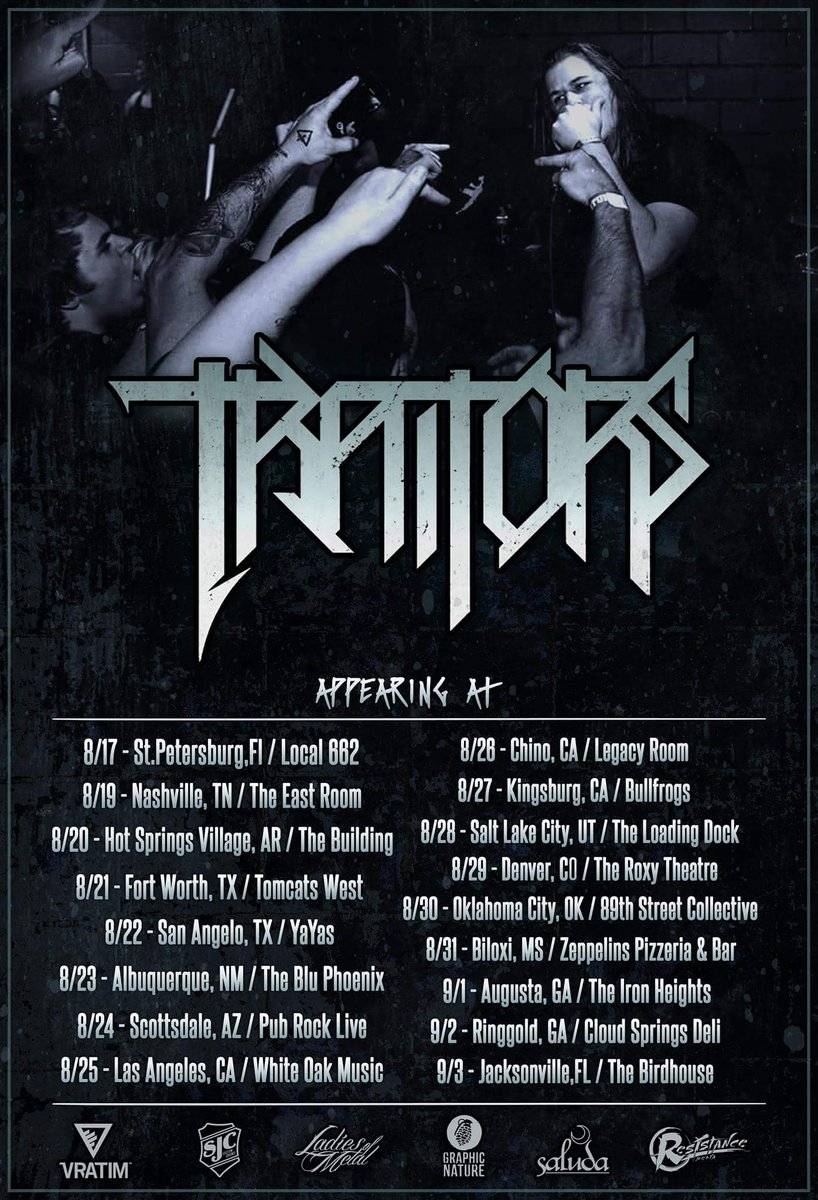 TraitorsBandUSA's tweet image. 2 days away!!!

Come hang w your boys, help spread the word!

*8/16 is now the St.Pete date!! (Tuesday)