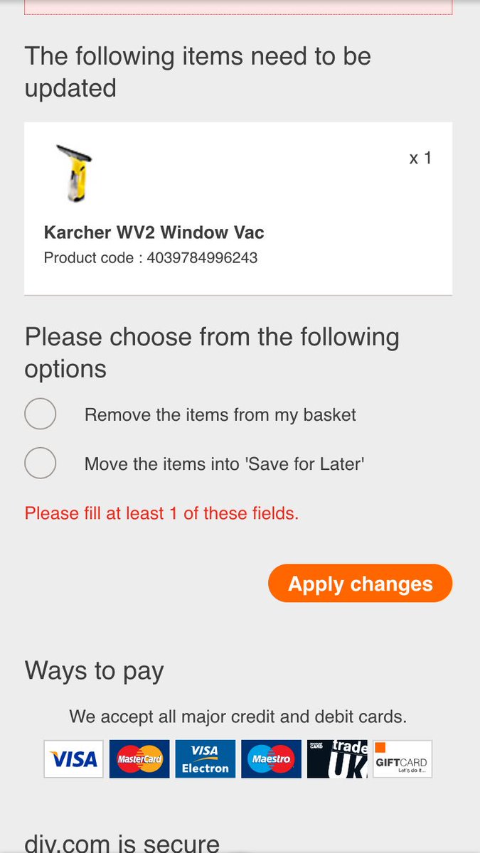 pinklozae's tweet photo. @bandq_help why can't I just checkout online?! I don't want to remove or save for later? https://t.co/oT5KiFEEv1