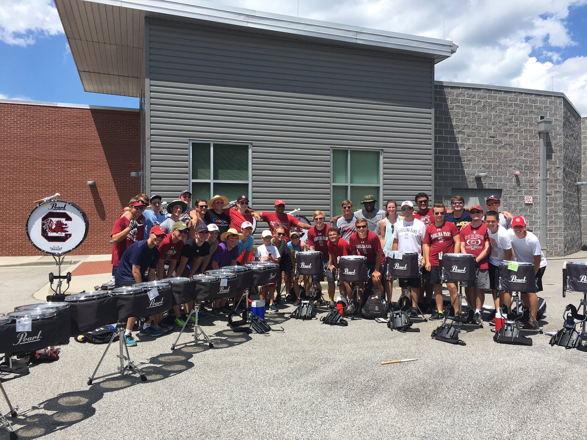 Our biggest fan, Brady, came by to see the USC drumline today! Thanks, Brady! #mightysound2016 #builtforloud