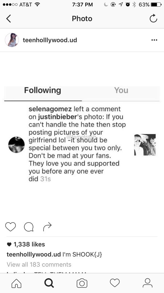 Bostonkidrauhls's tweet photo. @ThaBieberCrew she commented twice, well i guess she edited her comment https://t.co/87ZGSTOybr