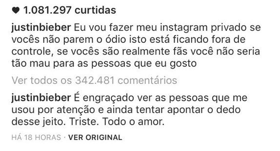 Aqui podemos ver o desesperado close errado e a abertura da maior treta de 2016 #WeAreTheRealBeliebers