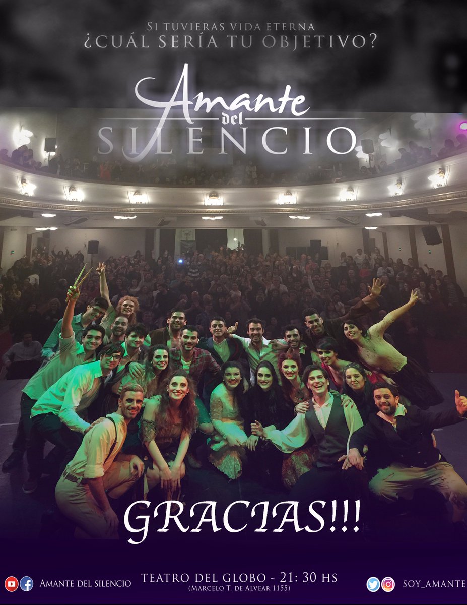 Gracias a cada uno por ser #AmanteDelSilencio!!
Próximas funciones: 19,26 y 31 de AGOSTO!