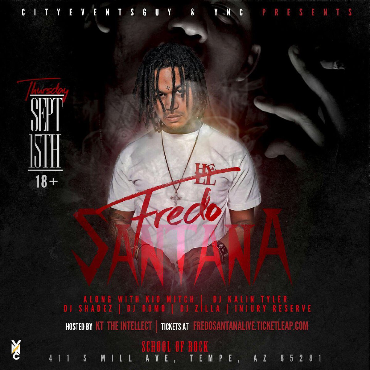 DEVILGAARA's tweet photo. @cityeventsguy will be hosting a wild night Thursday SEPTEMBER THE 15TH let's go #FREDOSANTANALIVEINTEMPE https://t.co/1MmBKHn6HE