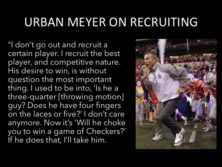 PickAndPopNet's tweet photo. Urban Meyer on recruiting: What will he do to win a game of checkers? https://t.co/Qfv0l3aAN3