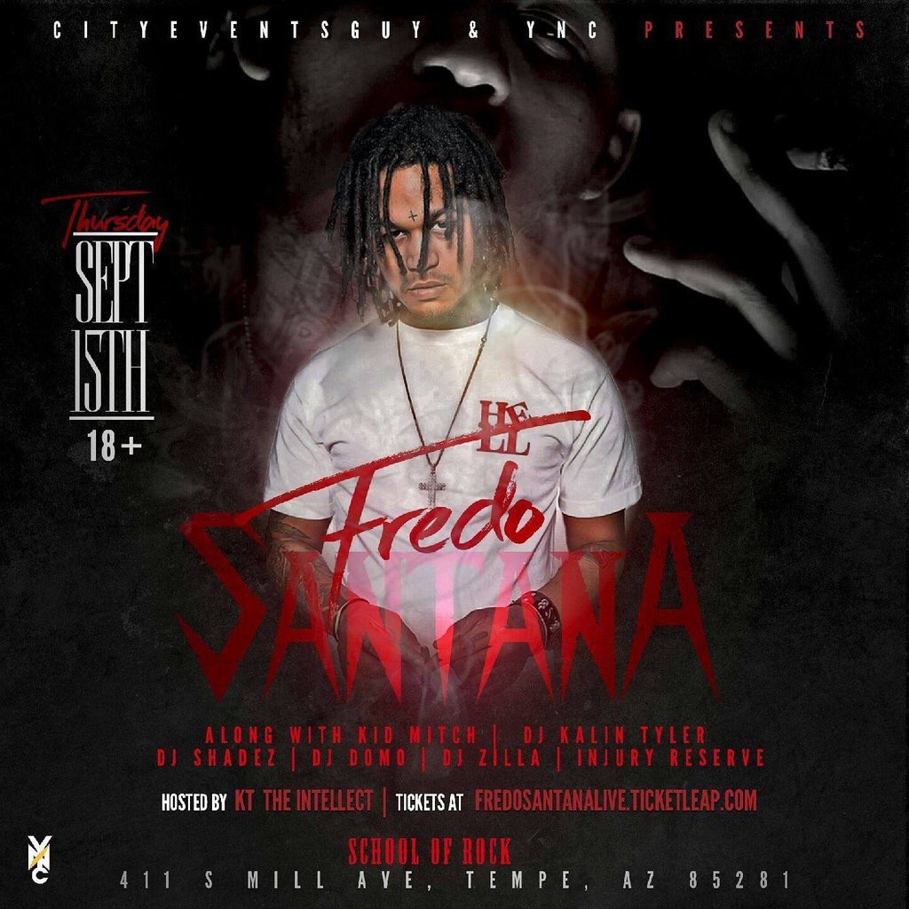 ASUHubparties's tweet photo. #FredoSantanaLiveInTempe

Thur, Sept 15th @SORmillave 

Get your tickets at!!! https://t.co/EPdun2K42R https://t.co/mdYnBwuNsx