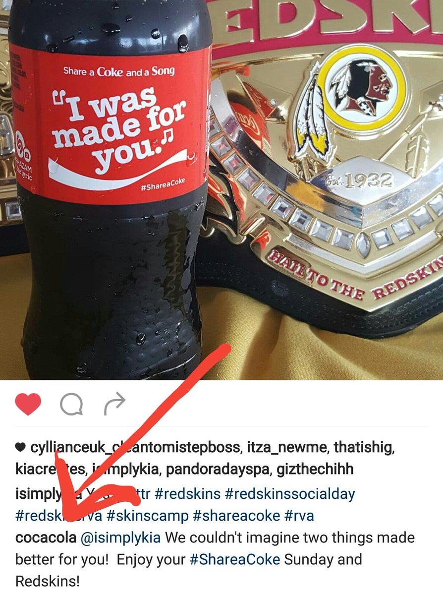 iSimplyKia's tweet photo. #youlikethat even @CocaCola knows #redskins rule!!! #RedskinsSocialDay @Redskins @CSNRedskins #skinscamp #shareacoke https://t.co/SvyDxgfByc