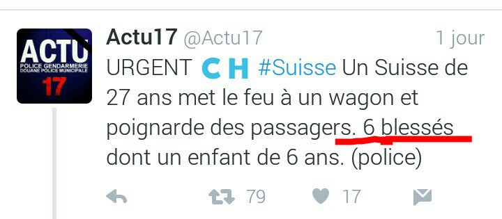 ninninathalie86's tweet photo. #Salez #Suisse médias, autorités prenez exemple sur @Actu17 #RespectForVictims
6 BLESSÉS pas 7 merci actu17 https://t.co/IRwq6u2yPd
