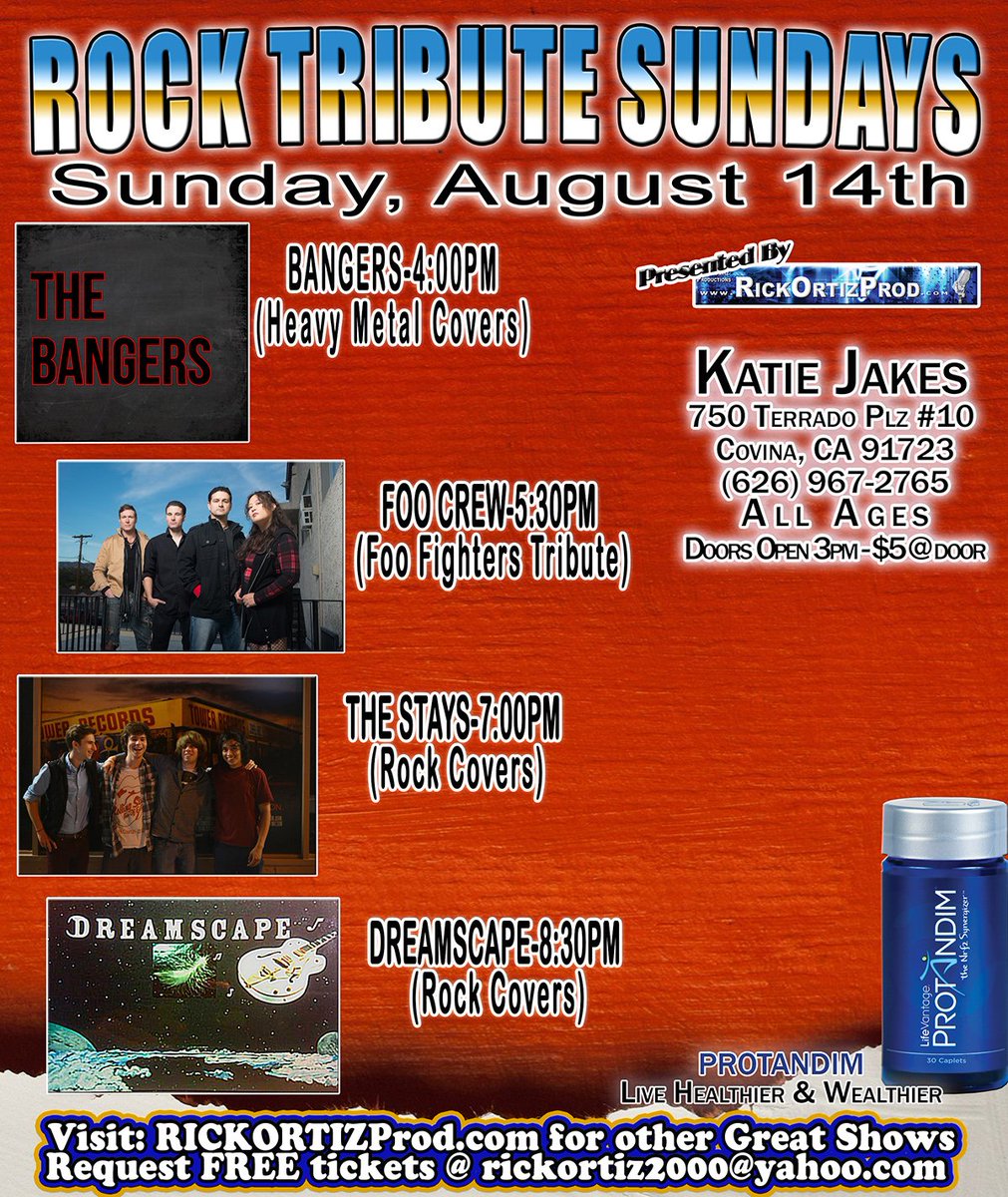 Come out to rock tribute Sunday's tonight! Who else is ready to see Foo Crew?
