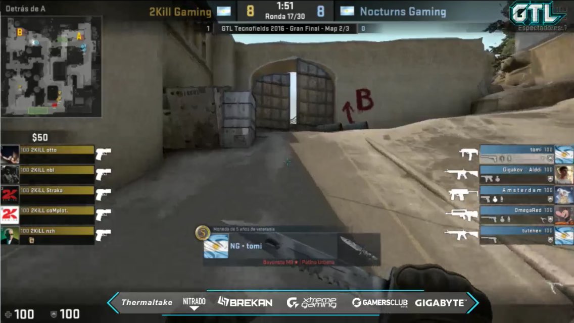 Brekanet's tweet photo. #CSGO | #GTL ¡LA FINAL!
#2KILL: 1 - #NG: 0
MAP2: #2KillGaming 8 - #NocturnsGaming 8. Duelo muy parejo hasta ahora https://t.co/x7i5FnphUj