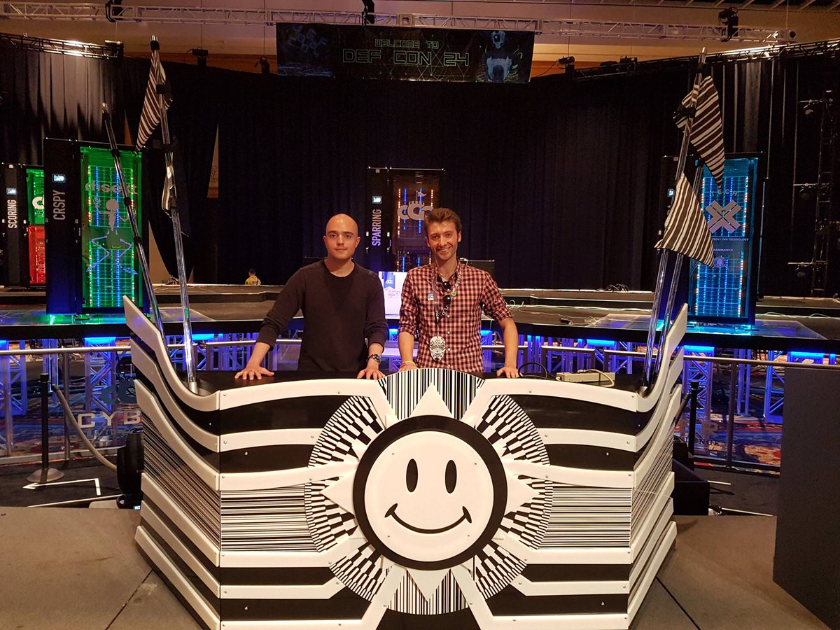 BaronBoehm's tweet image. Hanging out on the #defcon24 stage with my @cyph co-founder and Def Con/Black Hat Speaker @theryanlester