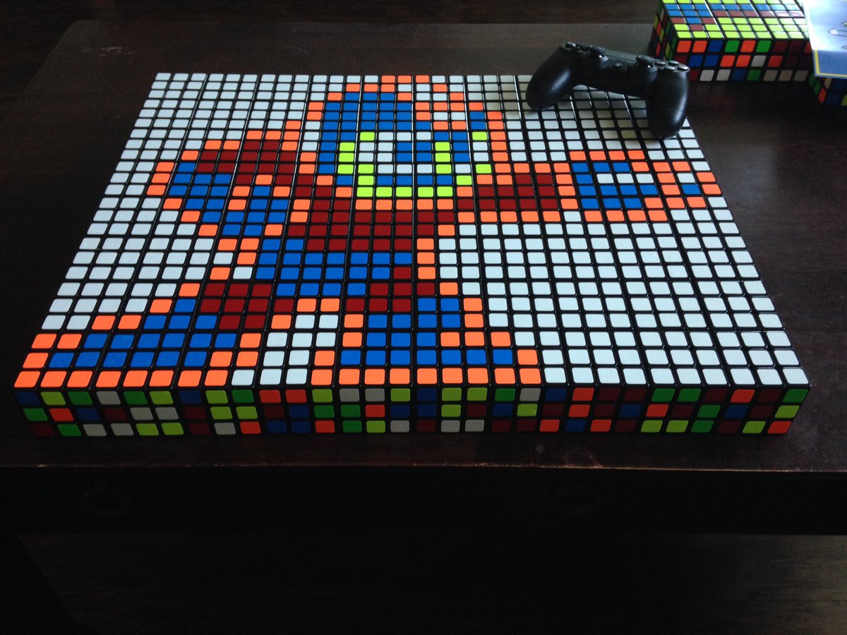 Pixelperspect8's tweet image. Made with 80 Rubik's Cubes @Kotaku @Dtoid @thegridgg #cubes #cubelife