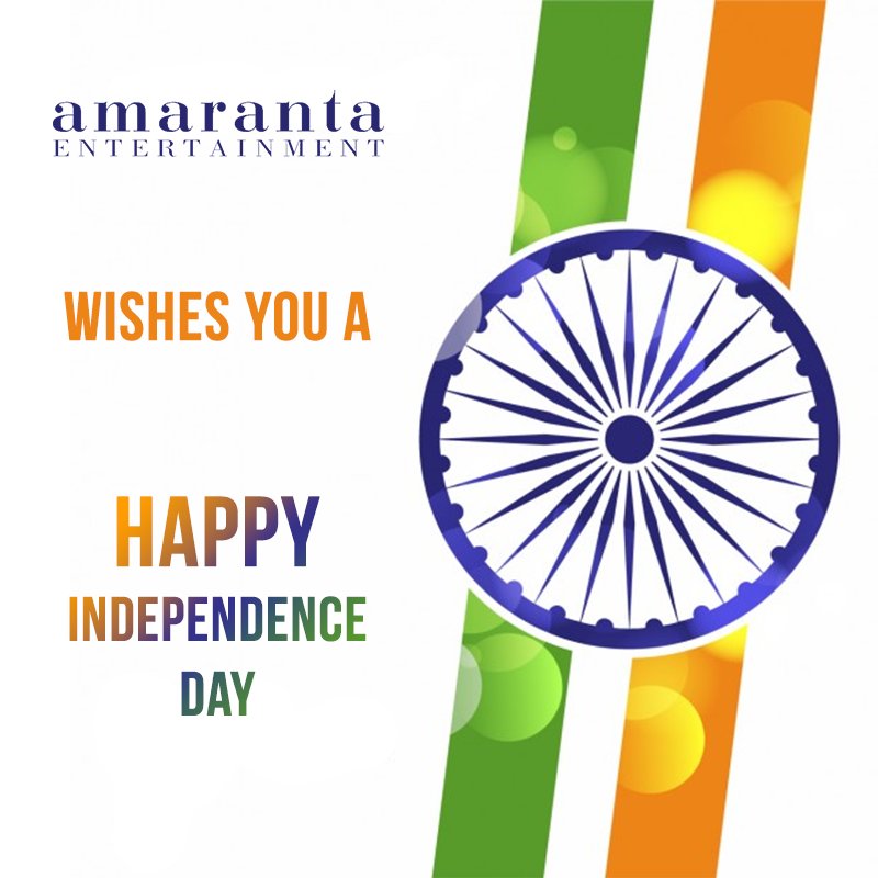 AmarantaEnterta's tweet photo. Greetings from Amaranta Entertainment on the occasion of the 70th Independence Day of India. https://t.co/MzMOl4rhM9