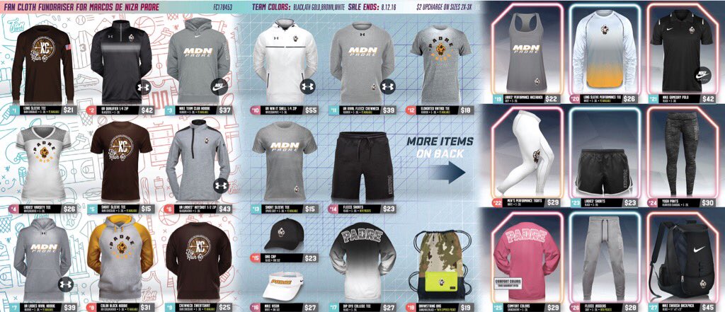 MdNTrack's tweet photo. Start the school year off showing Padre pride with new threads! Sale will run till Aug 26 see Coach Webb for details https://t.co/jKhGetjuKy