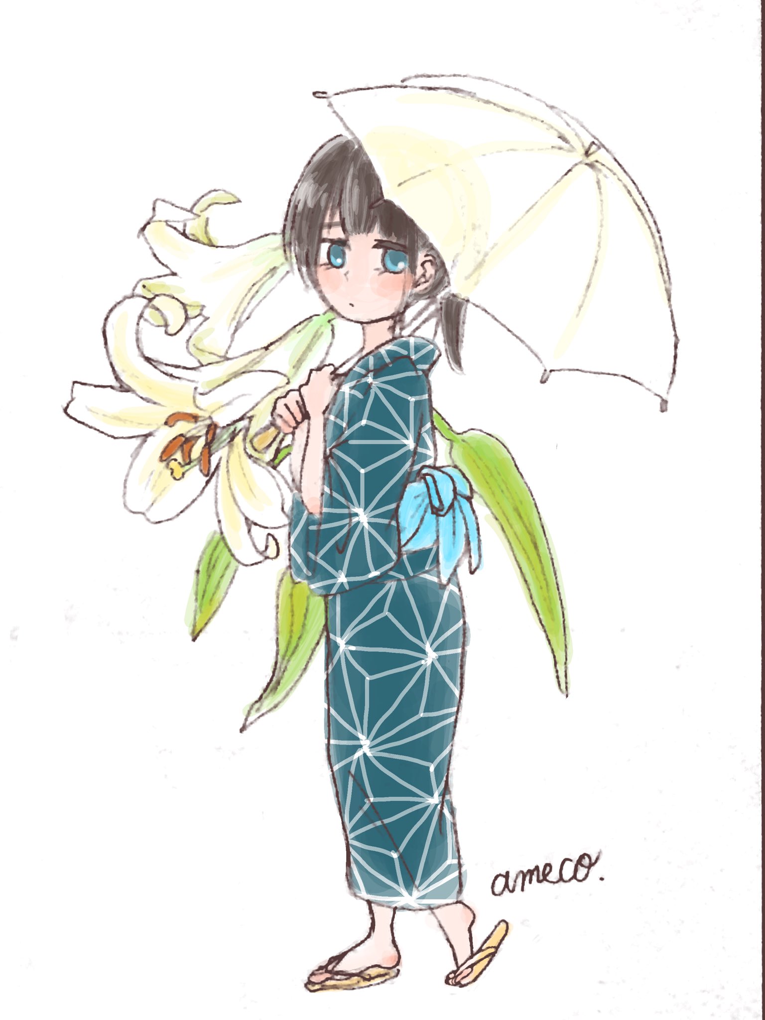あめこ 立てば芍薬 座れば牡丹 歩く姿は百合の花 其の三 これでおわり イラスト T Co Skblh5xoiz Twitter