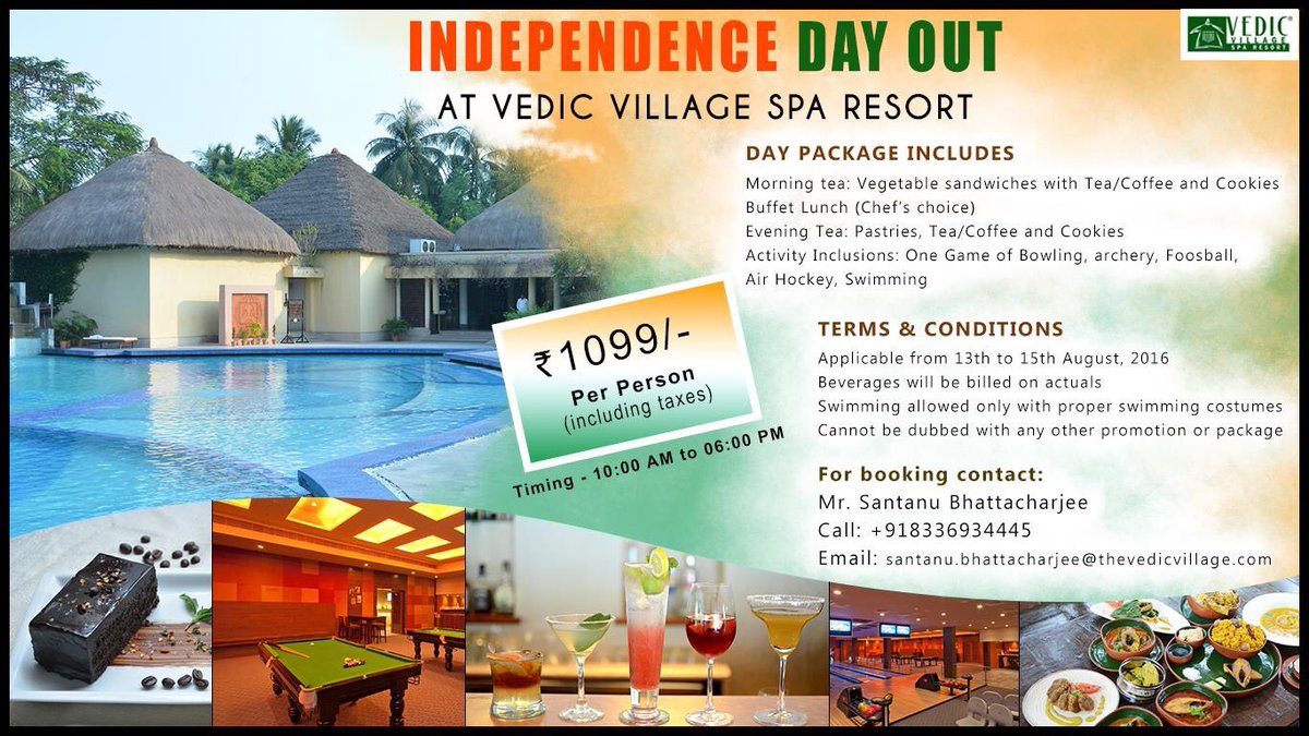 Vedic_Village's tweet photo. HAPPY INDEPENDENCE DAY TO ALL!!
Celebrate the day at Vedic Village with our special #IndependenceDayOut package. https://t.co/hF8F2Dmfua