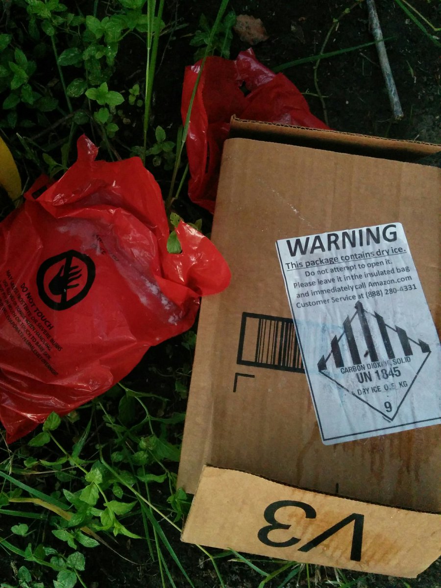 RevenantParody's tweet photo. @amazonprimenow you just left a busted open bag of dry ice on my doorstep. Cust serv unable to help. Burning hands! https://t.co/tVcTO1WCDB