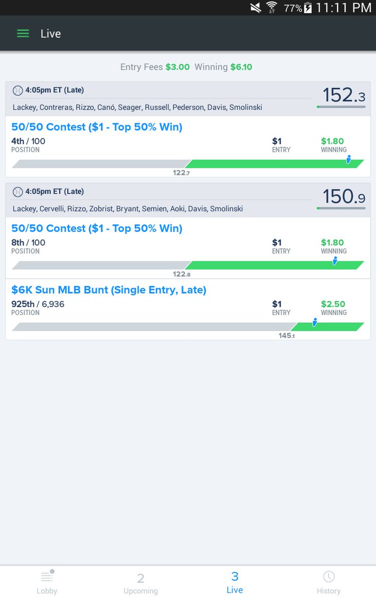 DFS2Deep's tweet image. We did it again. Played light cuz we didn't like the pitching options, won anyway. #dfs  #FanDuel  #mlb