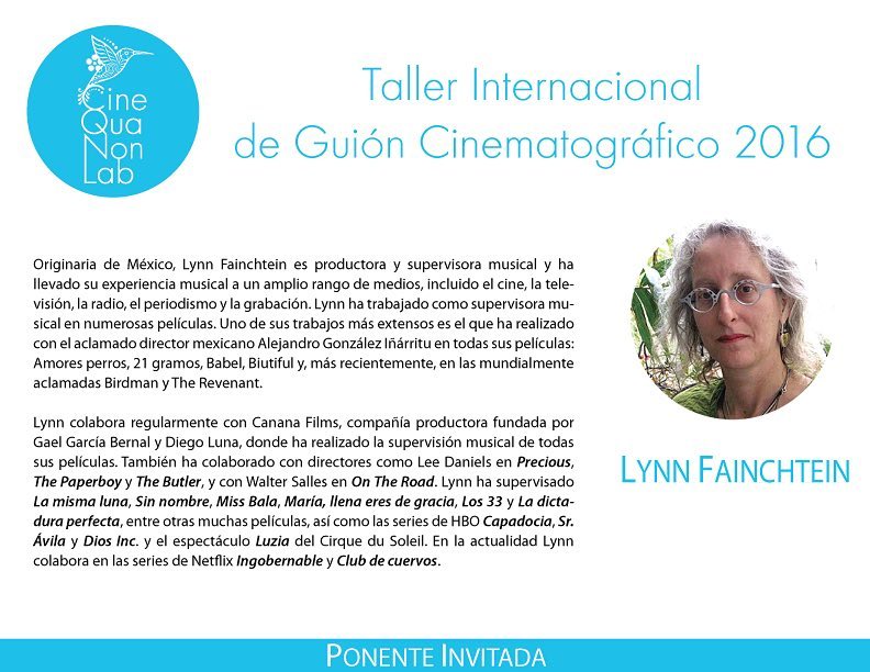 CineQuaNonLab's tweet photo. #cinequanonlab2016 Lynn Fainchtein es la ponente invitada de este año. https://t.co/hYHclnbiHS