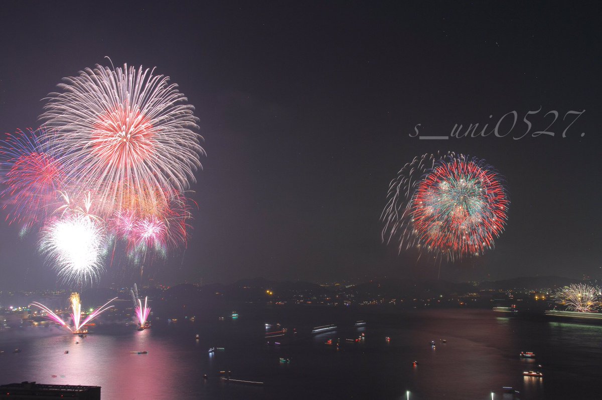 うに Shu 8 13 16関門海峡花火大会 今回は和布刈公園から撮影 思ったようにいかず いろいろ課題が残った W Unigraphy 福岡 山口 花火
